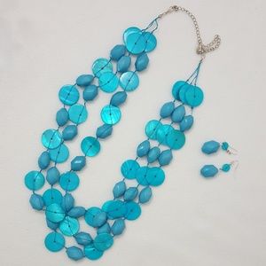 Turquoise Colored Necklace Earrings